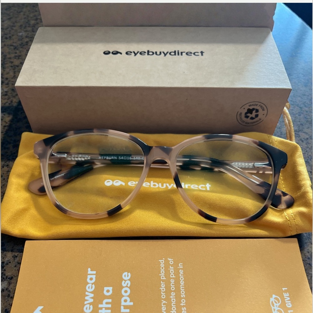 NEW‎ Eyebuydirect Hepburn Eyeglasses Frames 54-16-140 w/ Box Case Pouch